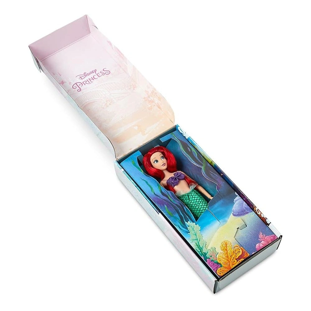 MUÑECA ARIEL PRINCESA DE DISNEY STORE OFICIAL CON ACCESORIOS TRAJE BRILLANTE