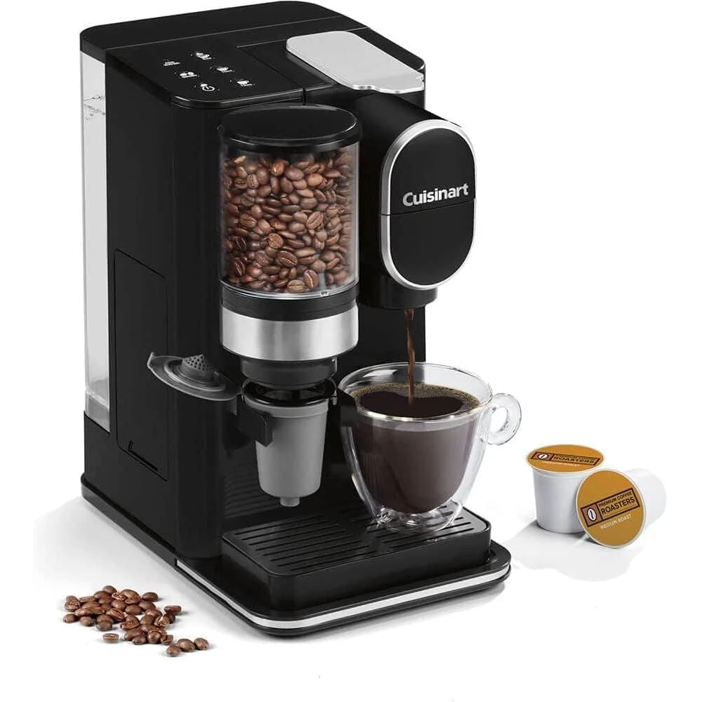 CAFETERA CUISINART DE UNA SOLA PORCIÓN + MOLINILLO DE CAFÉ, DEPÓSITO EXTRAÍBLE DE 48 ONZAS, NEGRO, DGB-2