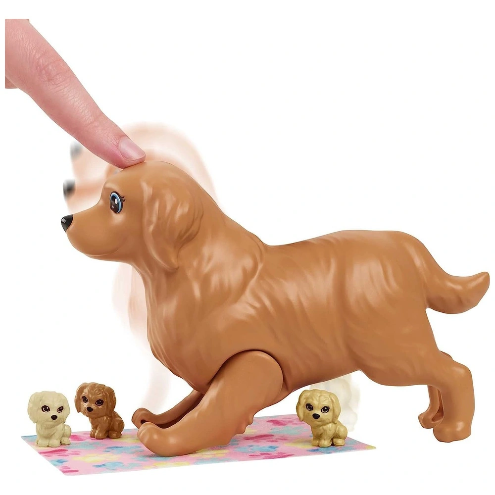 Barbie y cachorros recién nacidos con función de parto 3 cachorros y accesorios de nutrición