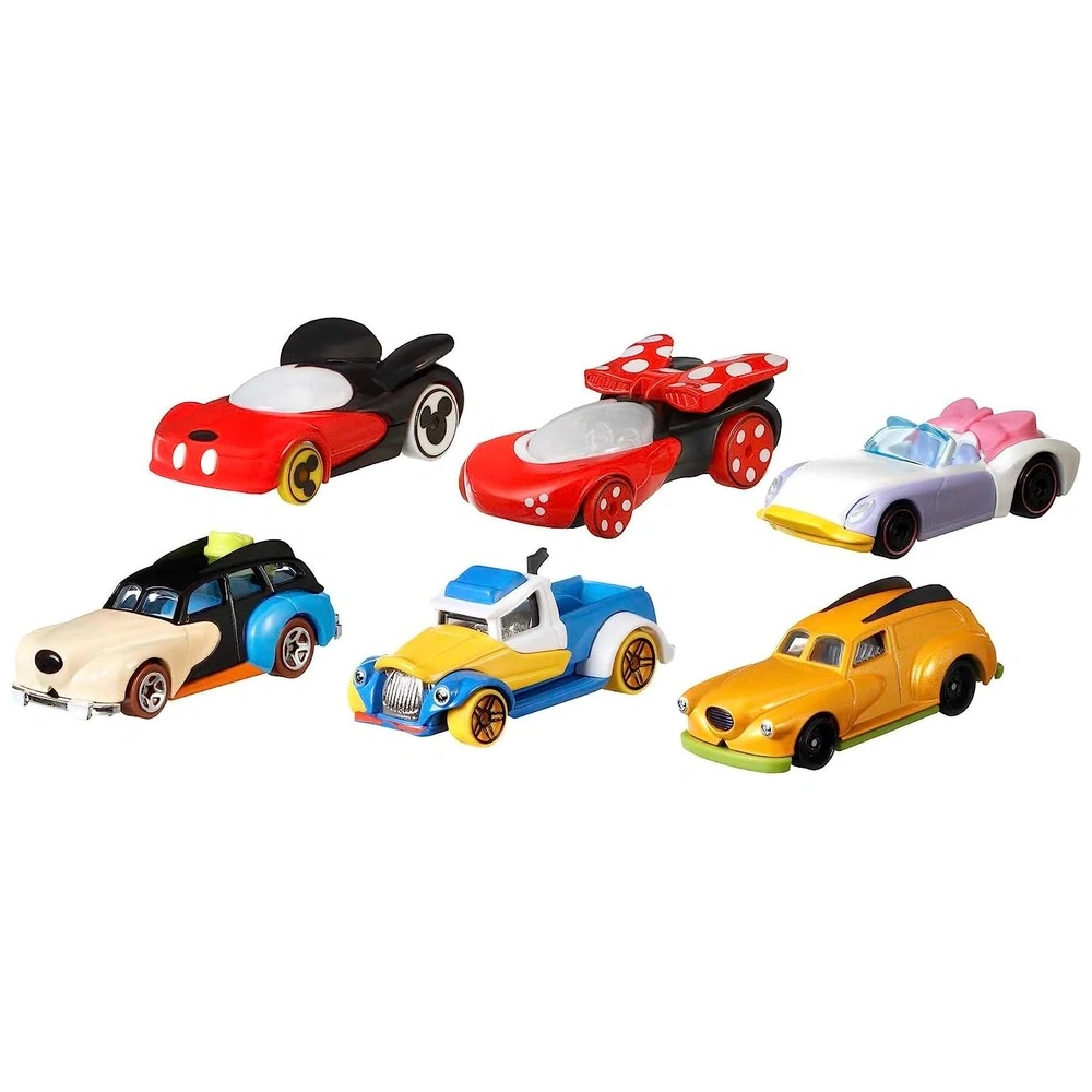 Hot Wheels Disney 6 Coches Coleccionable Mickey Minnie Pluto Daisy Donald Y Goofy