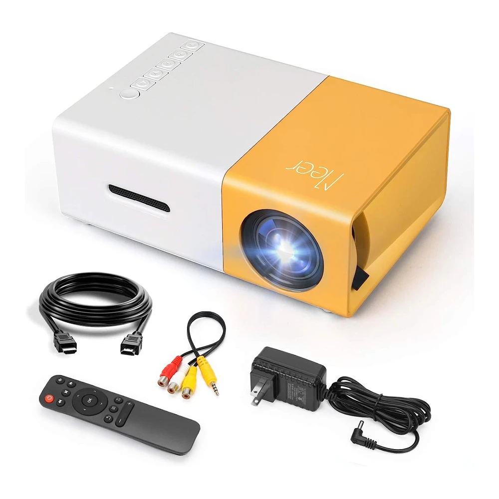 MINI PROYECTOR MINI PRO MEER | COMPATIBLE IOS/ANDROID/PS5/LAPTOP/TV-STICK CON HDMI, USB, TARJETA TF Y MÁS