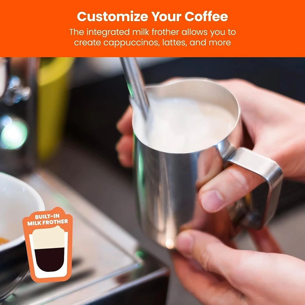 61LK05Z0FiL_AC_SL1500_.webp CAFETERA CHEFMAN ESPRESSO 6 EN 1 CON VAPORIZADOR, UN SOLO TOQUE, CAPUCHINO DE UNA O DOS TOMAS, CAFÉ CON LECHE, COLOR NEGRO
