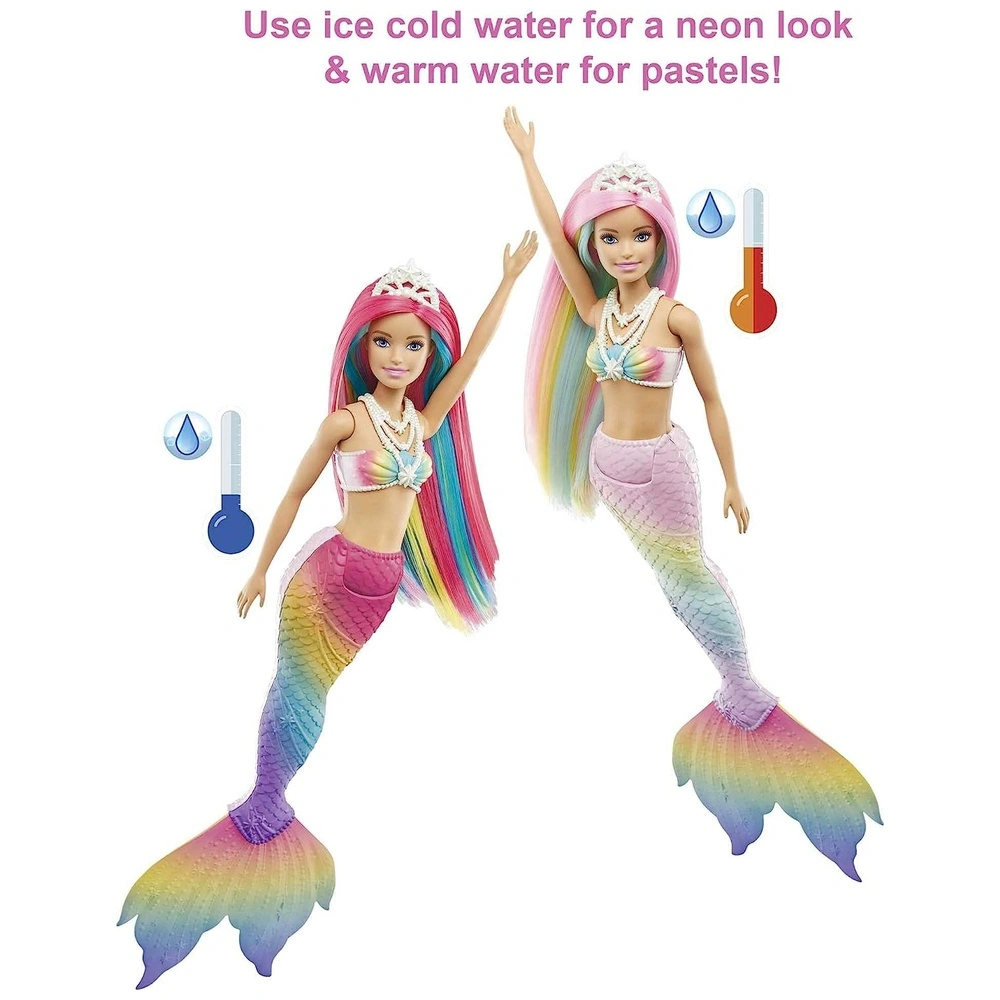 Barbie Sirena Dreamtopia Mágica con cabello color arco iris y cambio de color activado con el agua