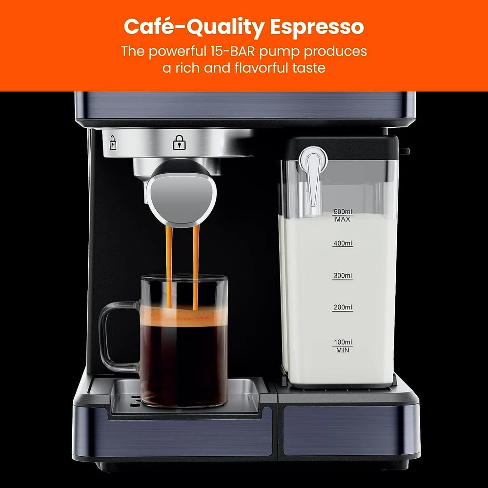 61WlKy1oF7L_AC_SL1500_.webp CAFETERA CHEFMAN ESPRESSO 6 EN 1 CON VAPORIZADOR, UN SOLO TOQUE, CAPUCHINO DE UNA O DOS TOMAS, CAFÉ CON LECHE, COLOR NEGRO