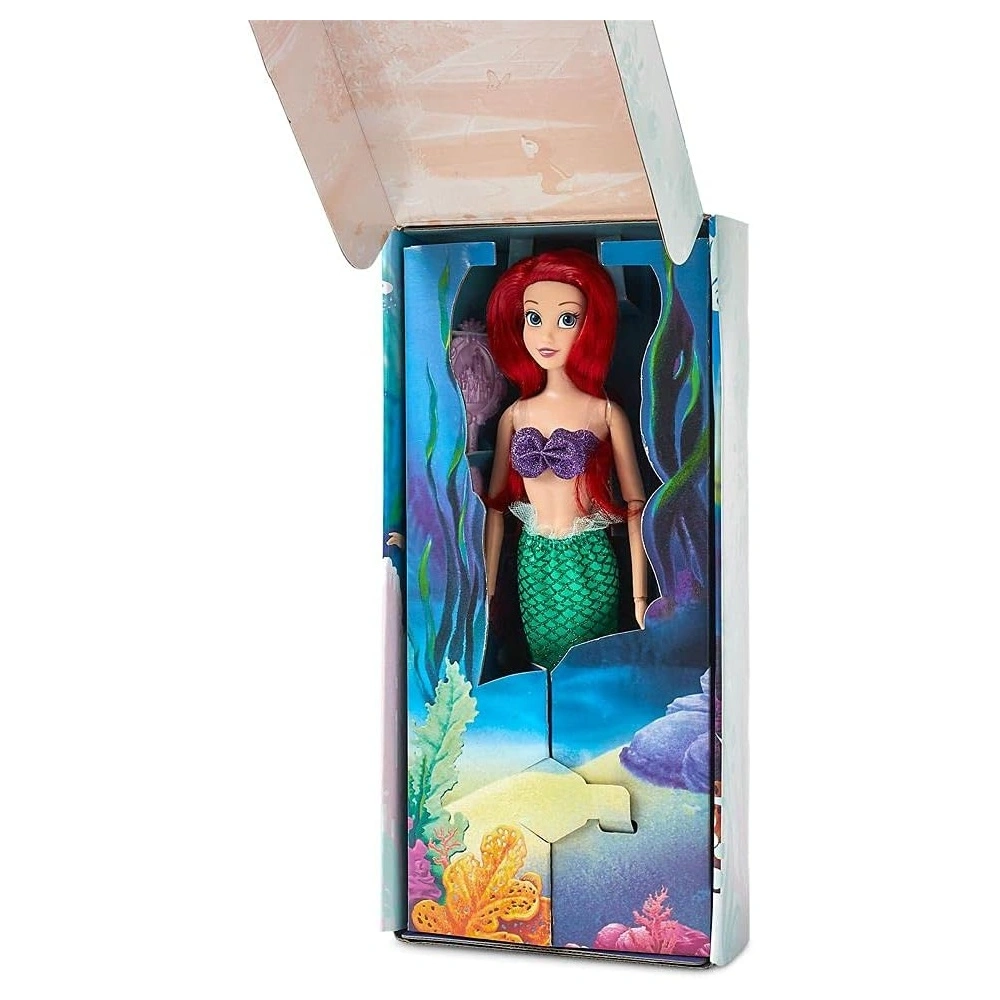 MUÑECA ARIEL PRINCESA DE DISNEY STORE OFICIAL CON ACCESORIOS TRAJE BRILLANTE