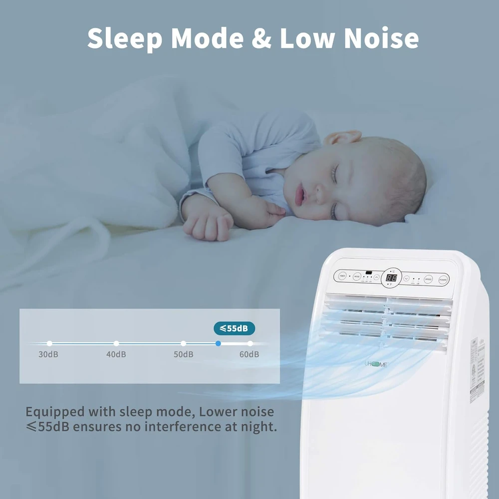 61rVQ4Tg0LL_AC_SL1500_.webp AIRE ACONDICIONADO PORTÁTIL UHOME, UNIDAD DE CA COMPACTA DE 8000 BTU, CONTROL REMOTO Y KIT DE MONTAJE EN VENTANA - BLANCO