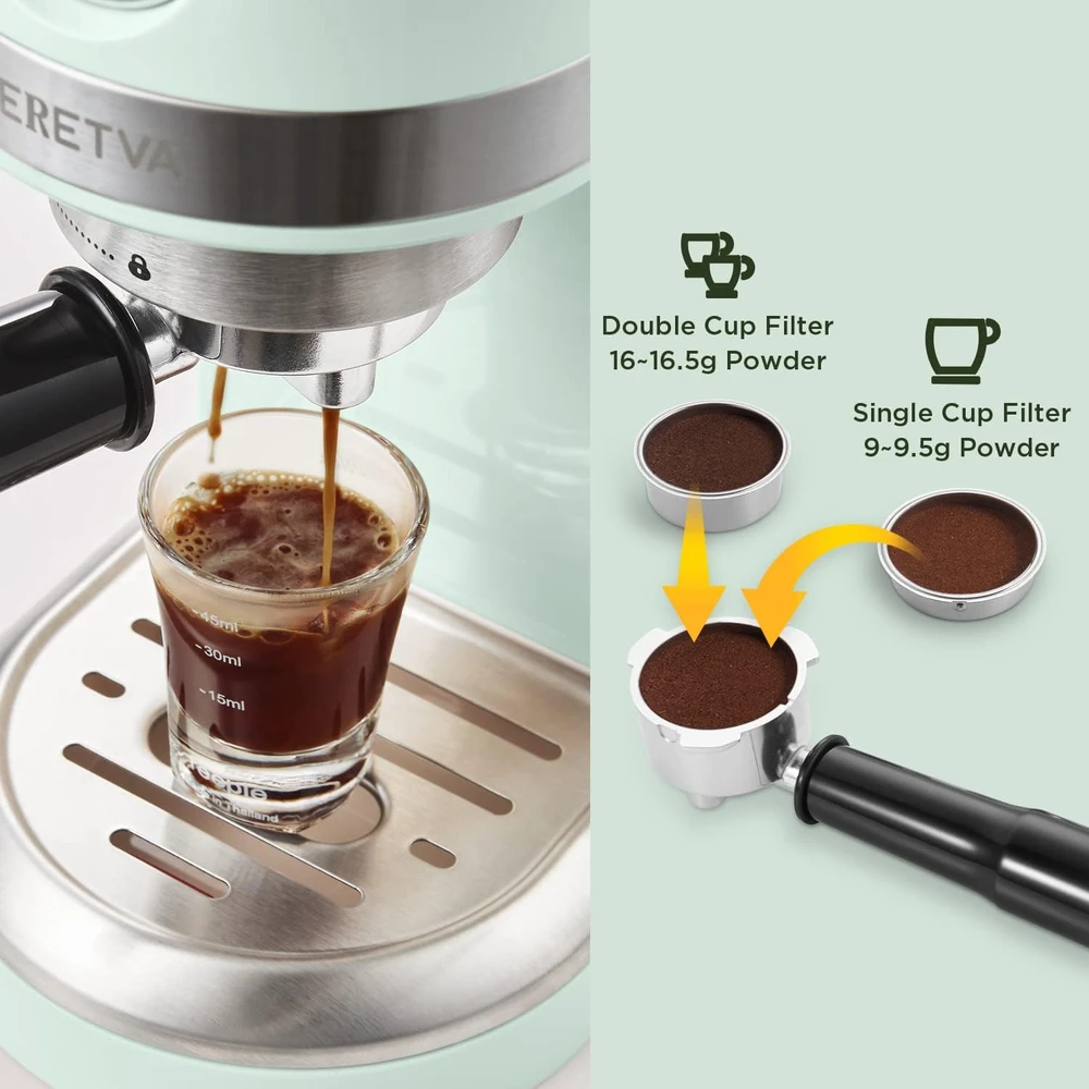 61re2CtAKVL_AC_SL1500_.webp CAFETERA NERETVA 20 BAR CAFETERA ESPRESSO CON VARITA DE VAPOR PARA LATTE ESPRESSO Y CAPPUCCINO, 1350W DE ALTA PRESIÓN-VERDE MENTA