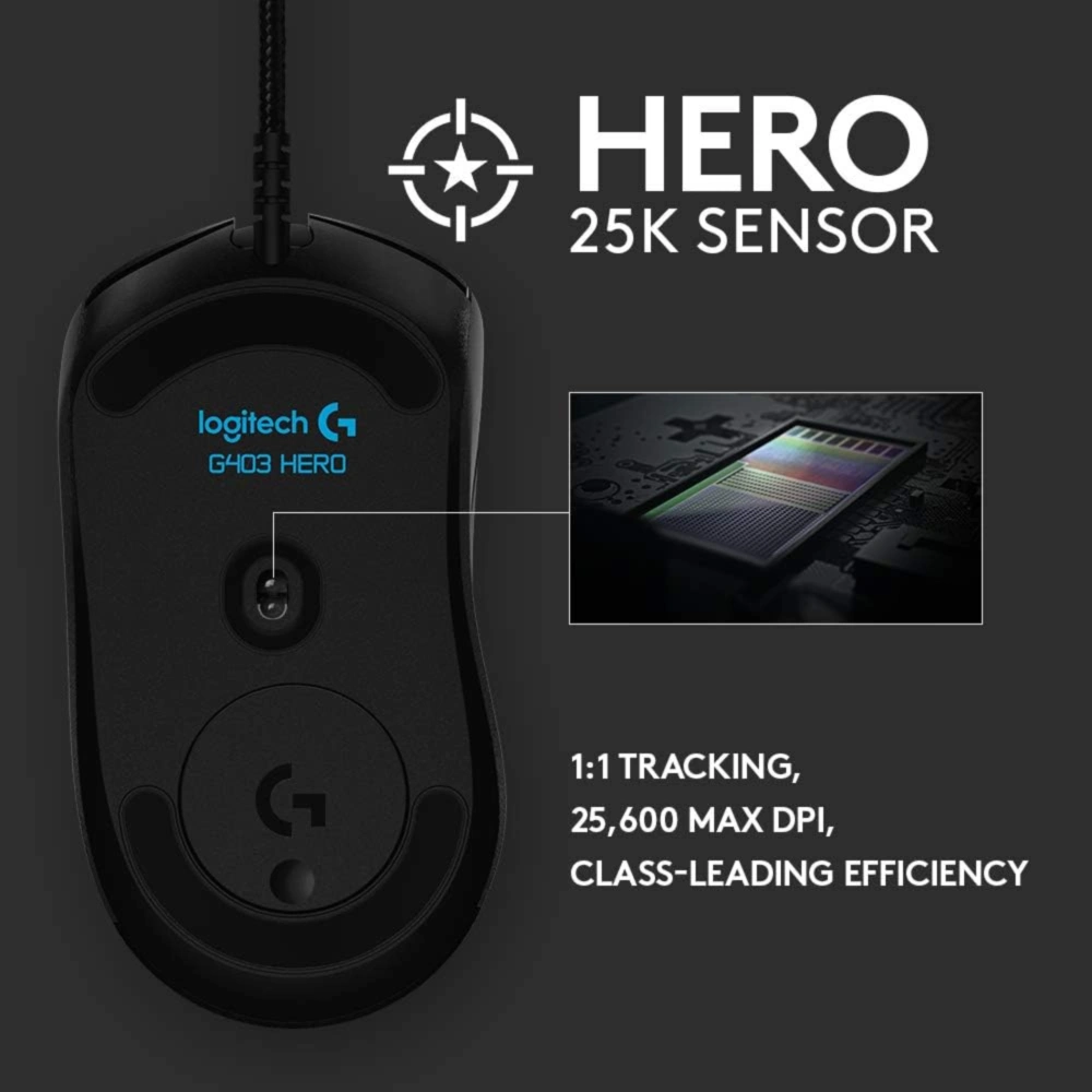 MOUSE LOGITECH G403 HERO 25K | NEGRO