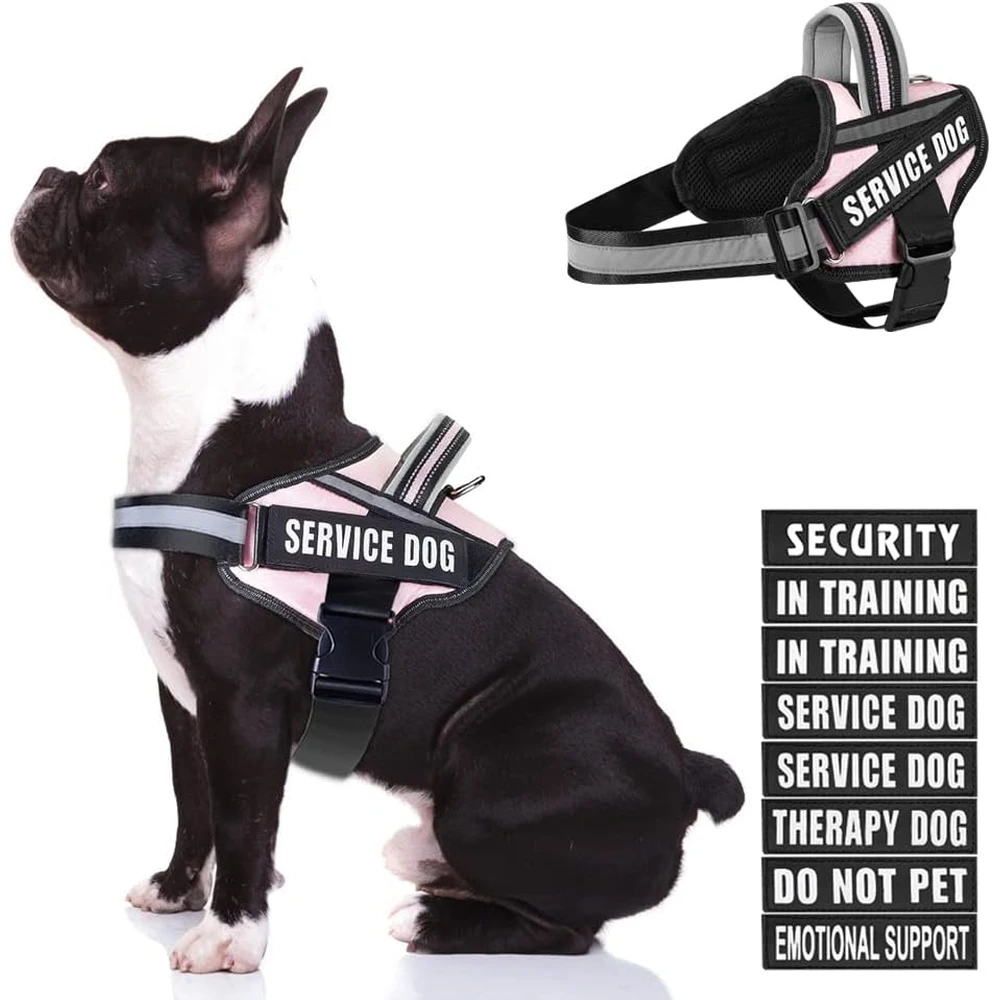 Juego De Arnés Y Parches Para Chaleco De Perro, Servicio De Entrenamiento Con 8 Parches Para Perro, Chaleco Reflectante