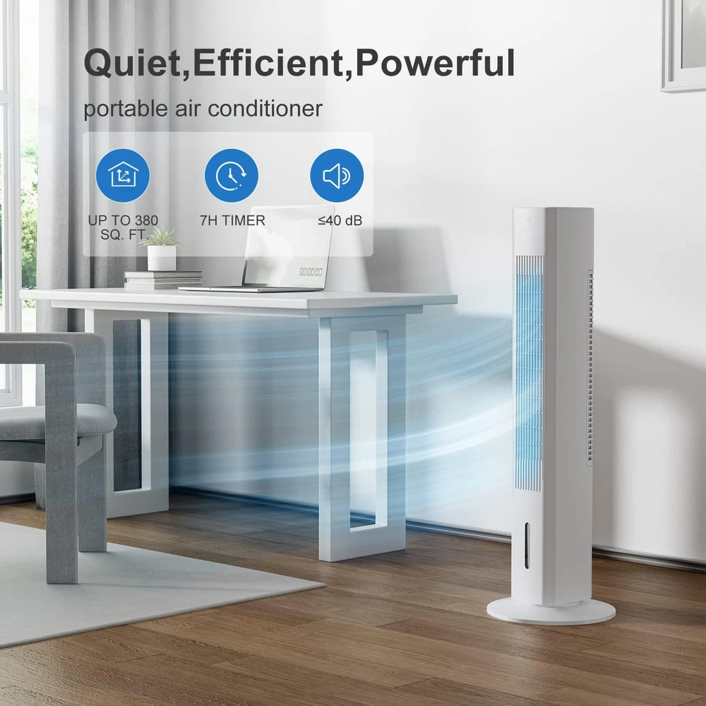 VENTILADOR DE TORRE DE ENFRIADOR EVAPORATIVO DE 35", 3 EN 1,CONTROL REMOTO,OSCILACIÓN DE 120°,3 VELOCIDADES Y 4 PAQUETES DE HIELO