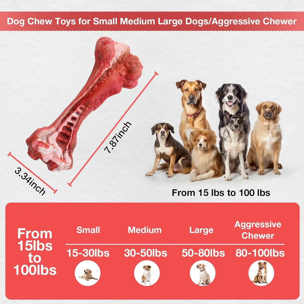 Jewyow Juguetes Masticables Para Perros De Raza Grande,Sabor A Carne De Vacuno,Masticables Duraderos Y Resistente Hechos Con Goma
