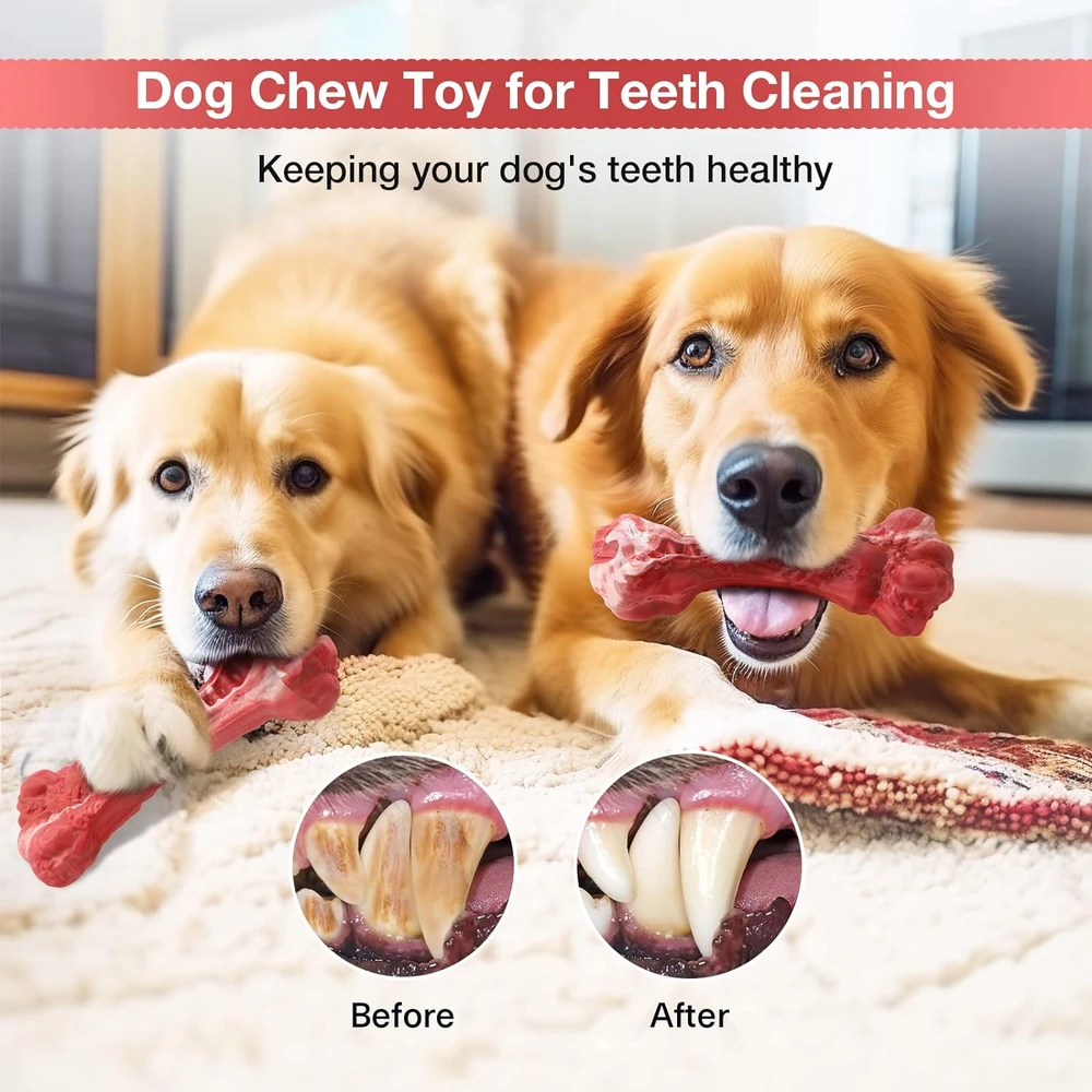 Jewyow Juguetes Masticables Para Perros De Raza Grande,Sabor A Carne De Vacuno,Masticables Duraderos Y Resistente Hechos Con Goma