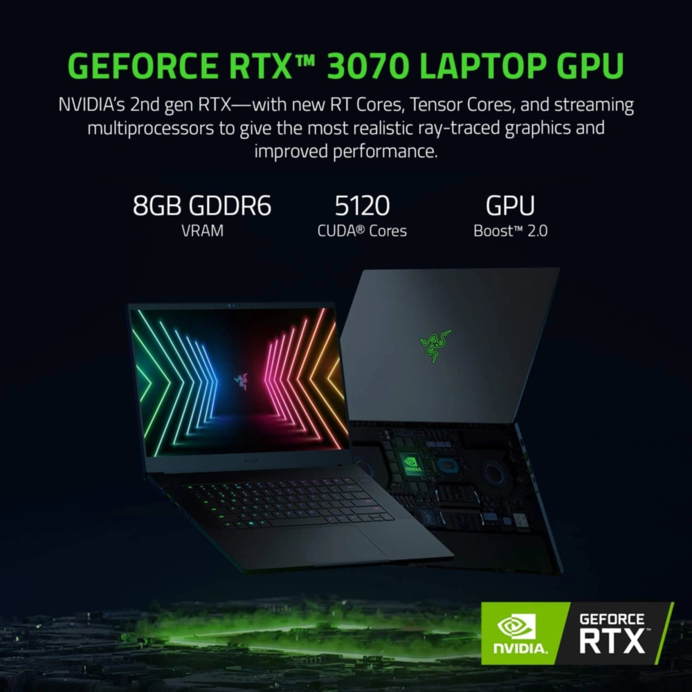 Razer Blade 15 Advanced 2021 Core i7 16GB Ram 1TB SSD Nvidia Geforce RTX3070 Negro Teclado Inglés
