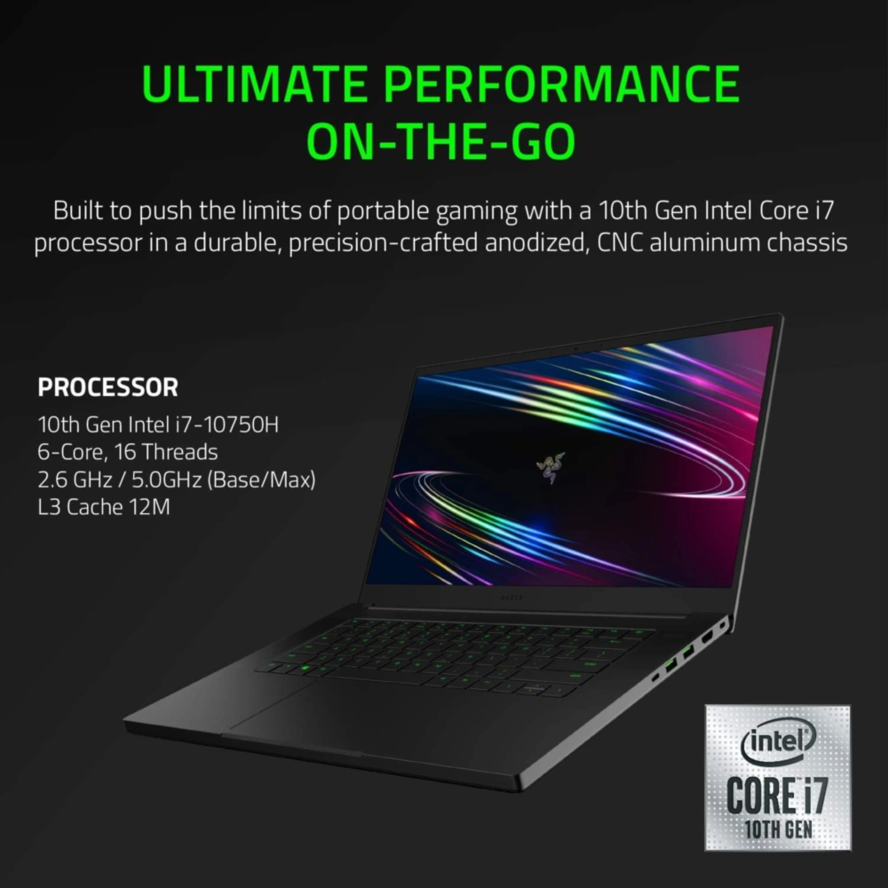 Razer Blade 15 2020 Core i7 16GB Ram 512GB SSD Nvidia Geforce RTX2060 Negro Teclado Inglés