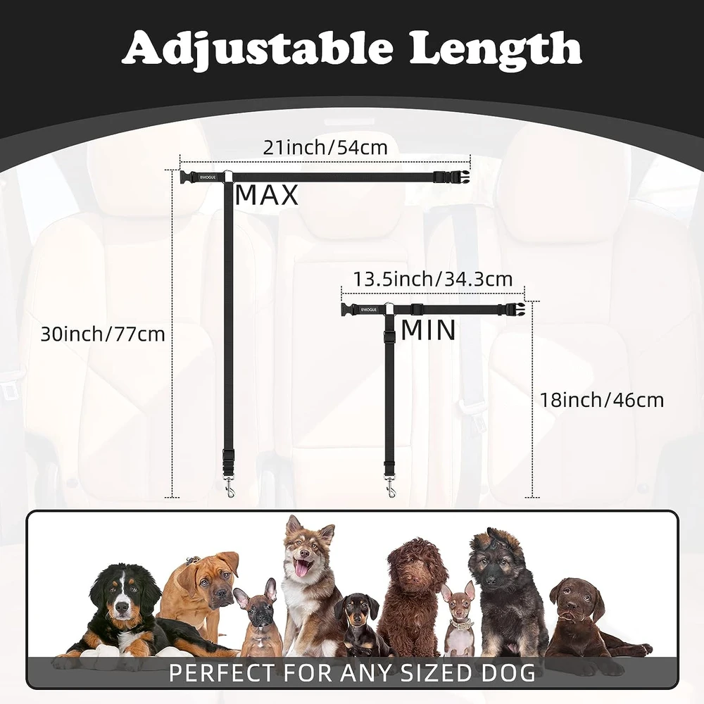 Bwogue 2 Paquetes De Correa De Cinturón De Seguridad Para Perros, Reposacabezas De Coche,Sujeción Ajustable De Nailon Para Perros