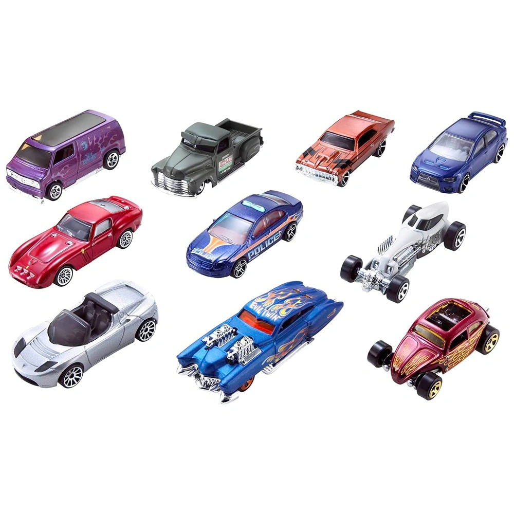 Hot Wheels Pack de 10 Autos Y Camiones De Carrera Semi De Rescate O De Construcción