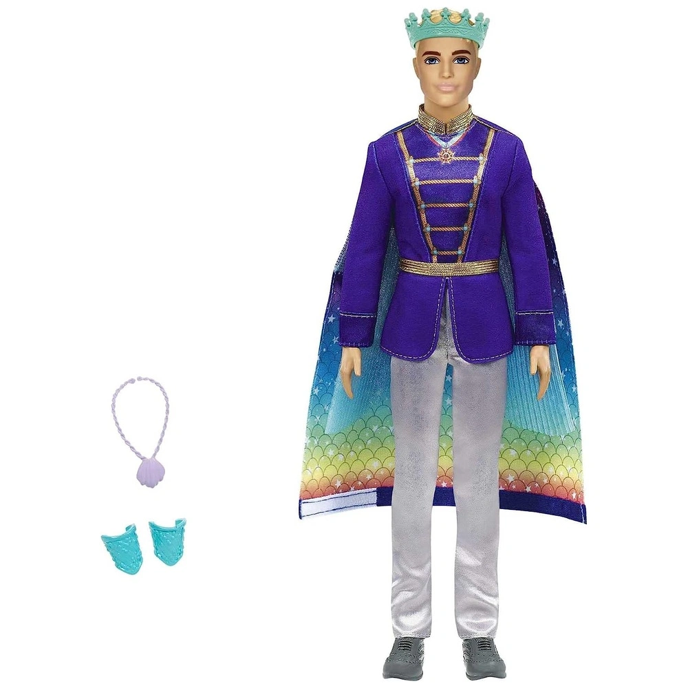 Barbie Dreamtopia-ken 2 en 1 con transformación de moda prince a merman 2 estilos y accesorios
