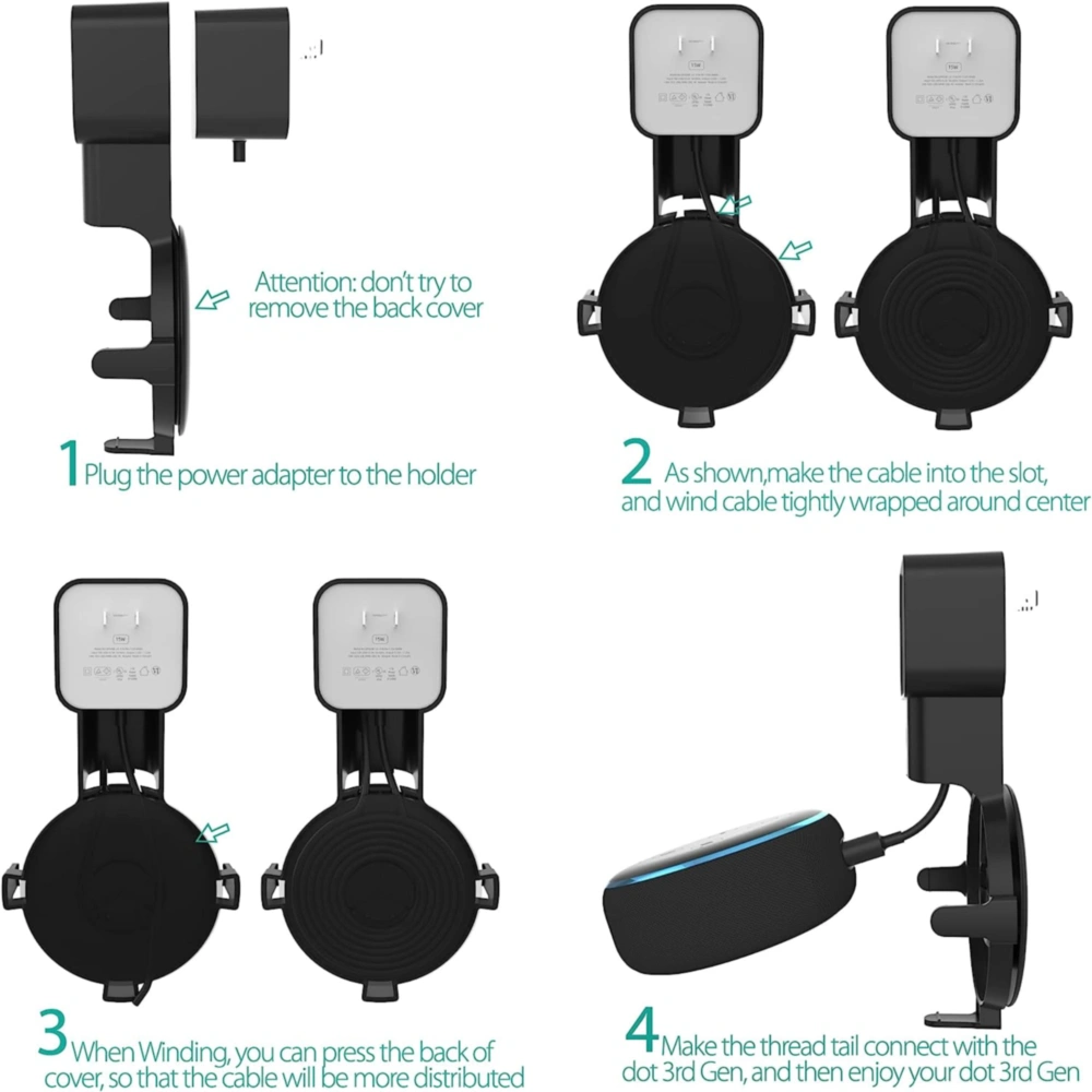SOPORTE DE PARED | NEGRO PARA ECHO DOT 3RA GEN