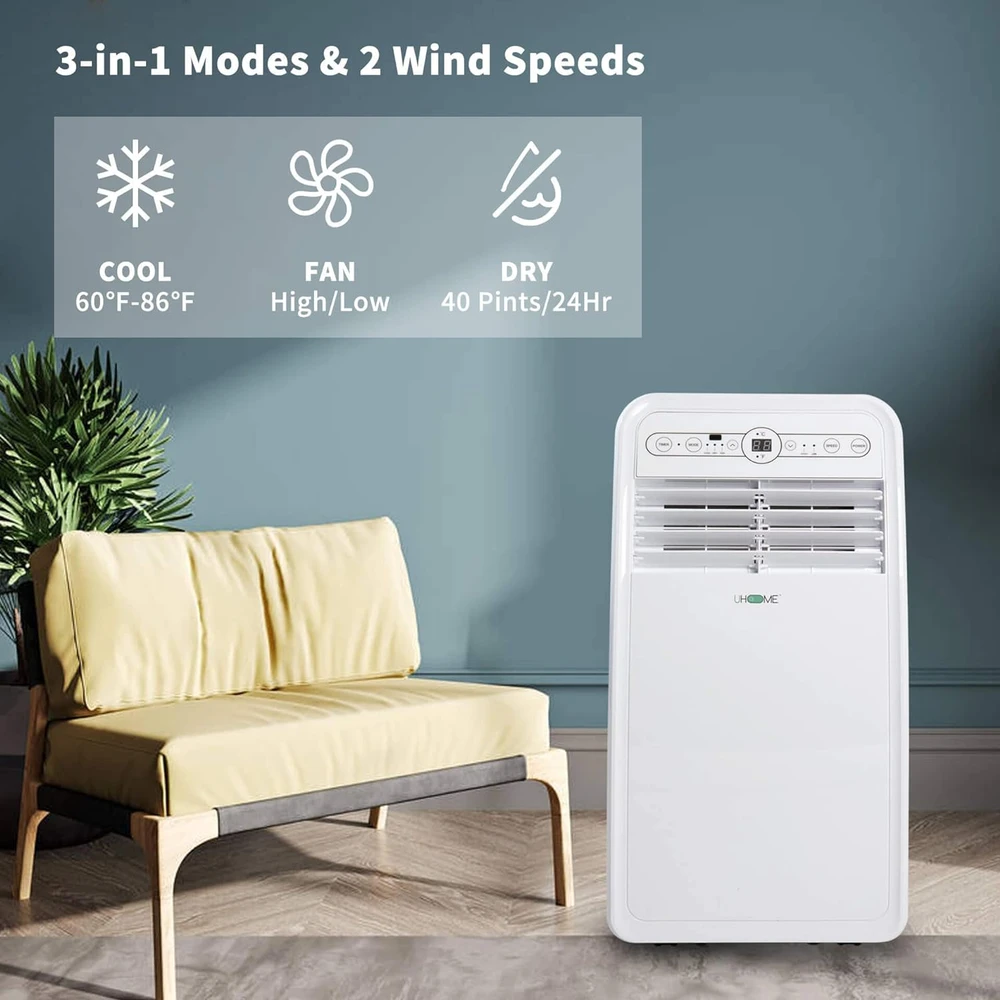 71iNk4VYFVL_AC_SL1500_.webp AIRE ACONDICIONADO PORTÁTIL UHOME, UNIDAD DE CA COMPACTA DE 8000 BTU, CONTROL REMOTO Y KIT DE MONTAJE EN VENTANA - BLANCO