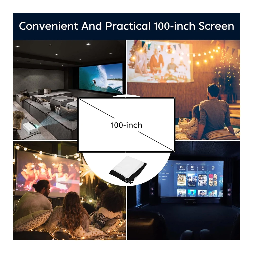 PROYECTOR MINI TMY CON BLUETOOTH ACTUALIZADO, 9500 LÚMENES, PANTALLA DE 100", FULL HD 1080P