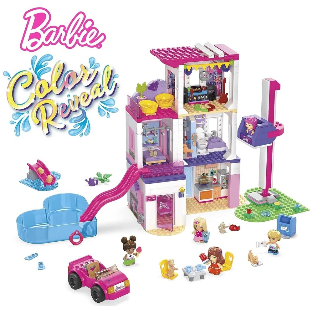 Barbie Color Reveal Casa de Rnsueño 545pcs más de 30 accesorios y 5 micromuñecas - Mega Construx