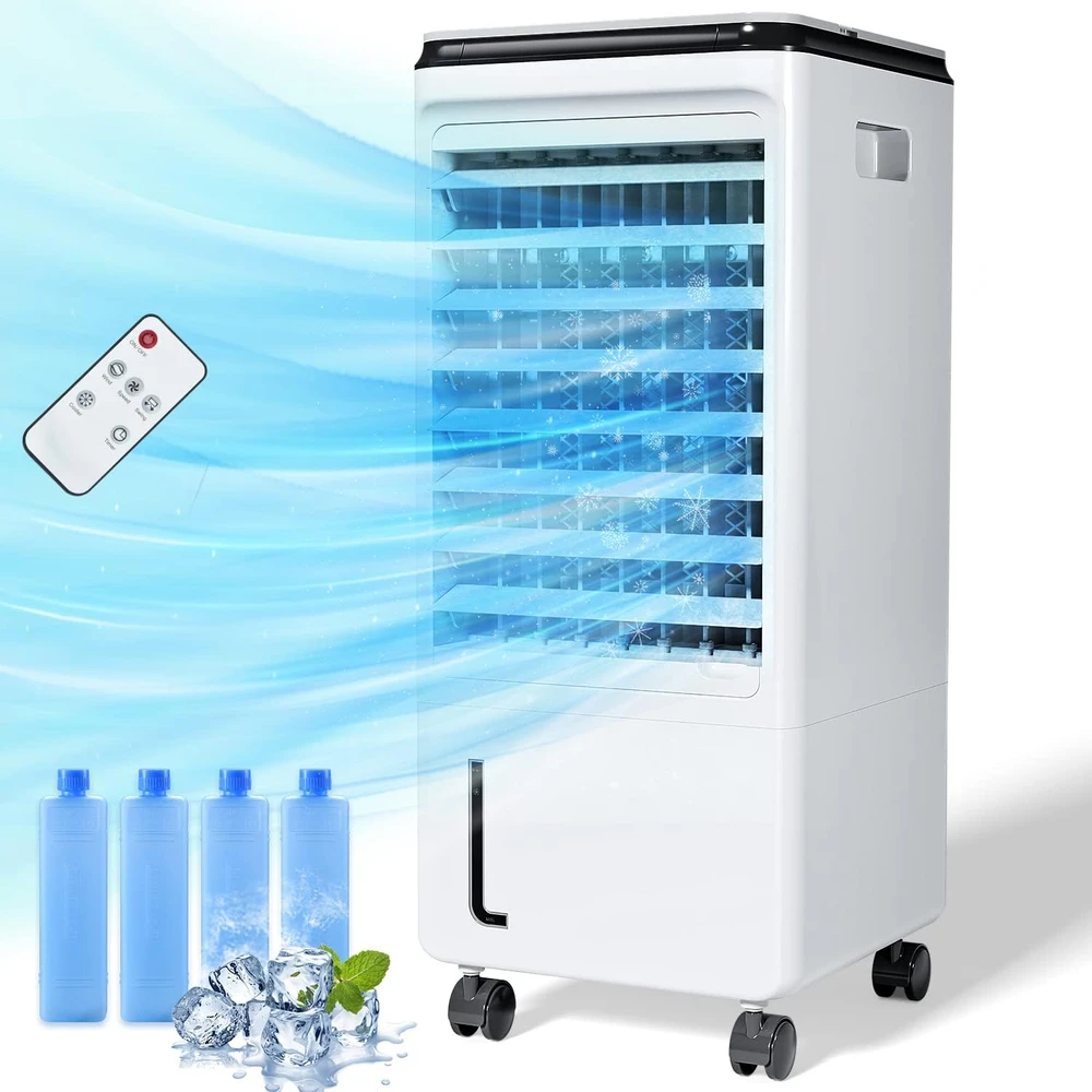 COZZYBEN AIRE ACONDICIONADO PORTÁTIL,3 EN 1,TANQUE DE AGUA DE 1,85 GALONES,3 VELOCIDADES,TEMPORIZADOR DE 1-7H Y 4 BOLSAS DE HIELO