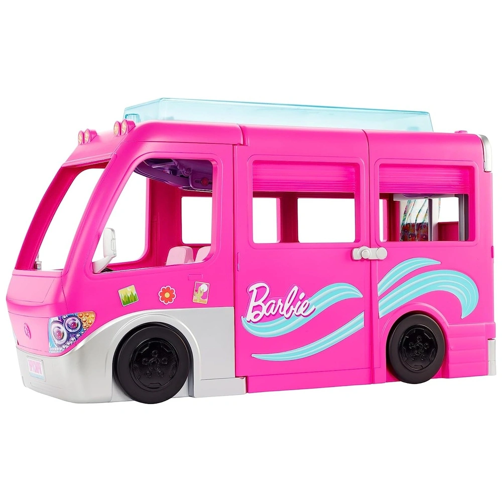 Barbie Dreamcamper con 60 accesorios incluyendo muebles piscina y tobogán de 30 pulgadas