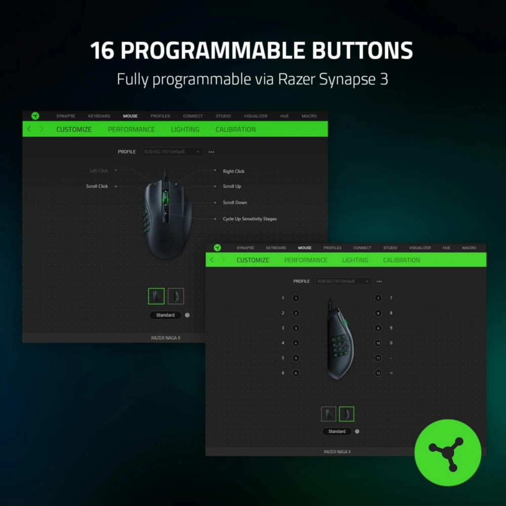 RAZER NAGA X MOUSE GAMER MMO CON CABLEADO 16 BOTONES PROGRAMABLES 3.00 OZ RAZER | NEGRO