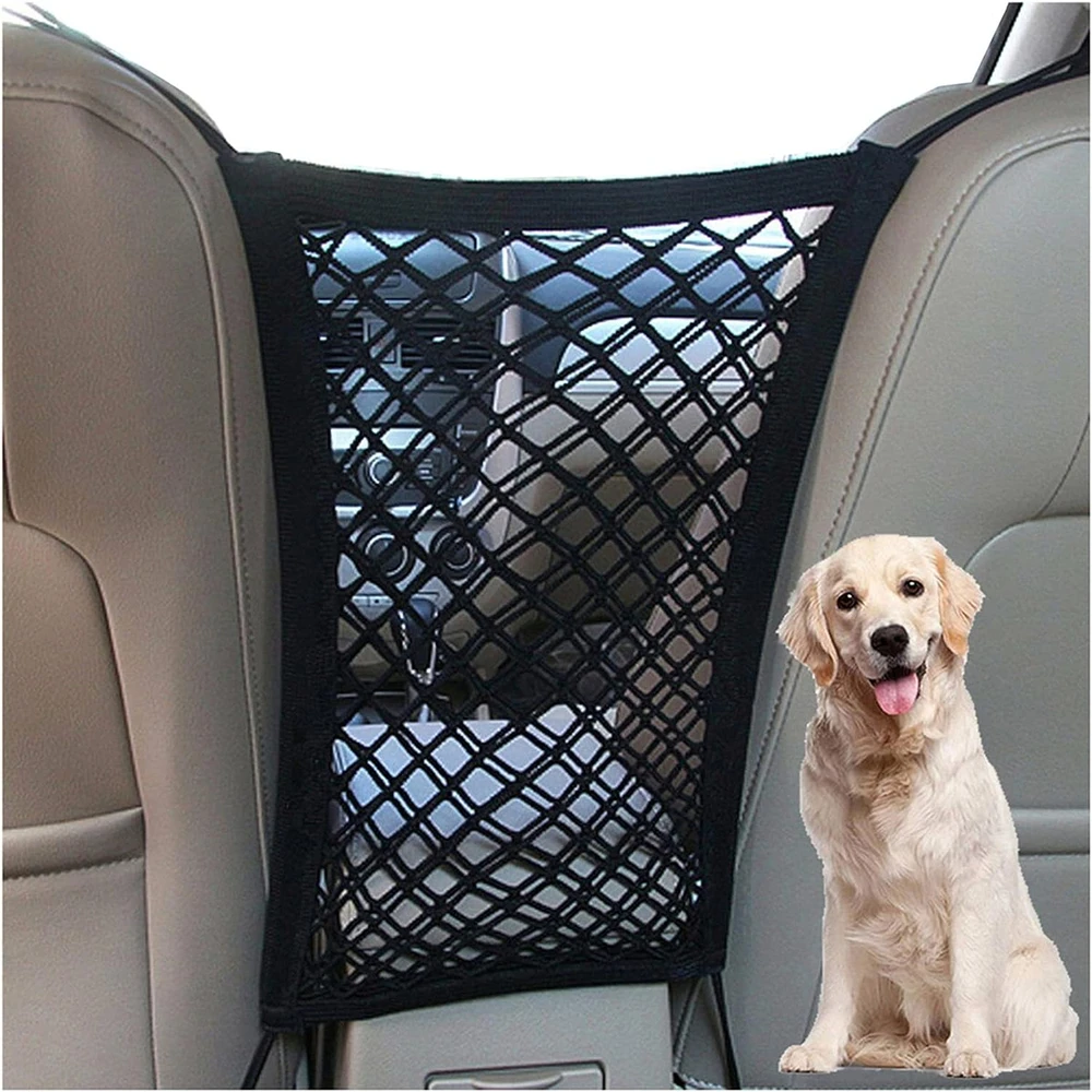 Dykeson Barrera De Red Para Perros En Autos Con Organizador De Malla De Seguridad Automática Bolsa De Almacenamiento Estirable