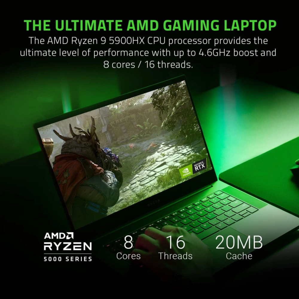 RAZER BLADE 14 RYZEN 9 5900HX 16GB RAM 1TB SSD NVIDIA GEFORCE RTX3080 TECLADO INGLÉS RAZER | NEGRO