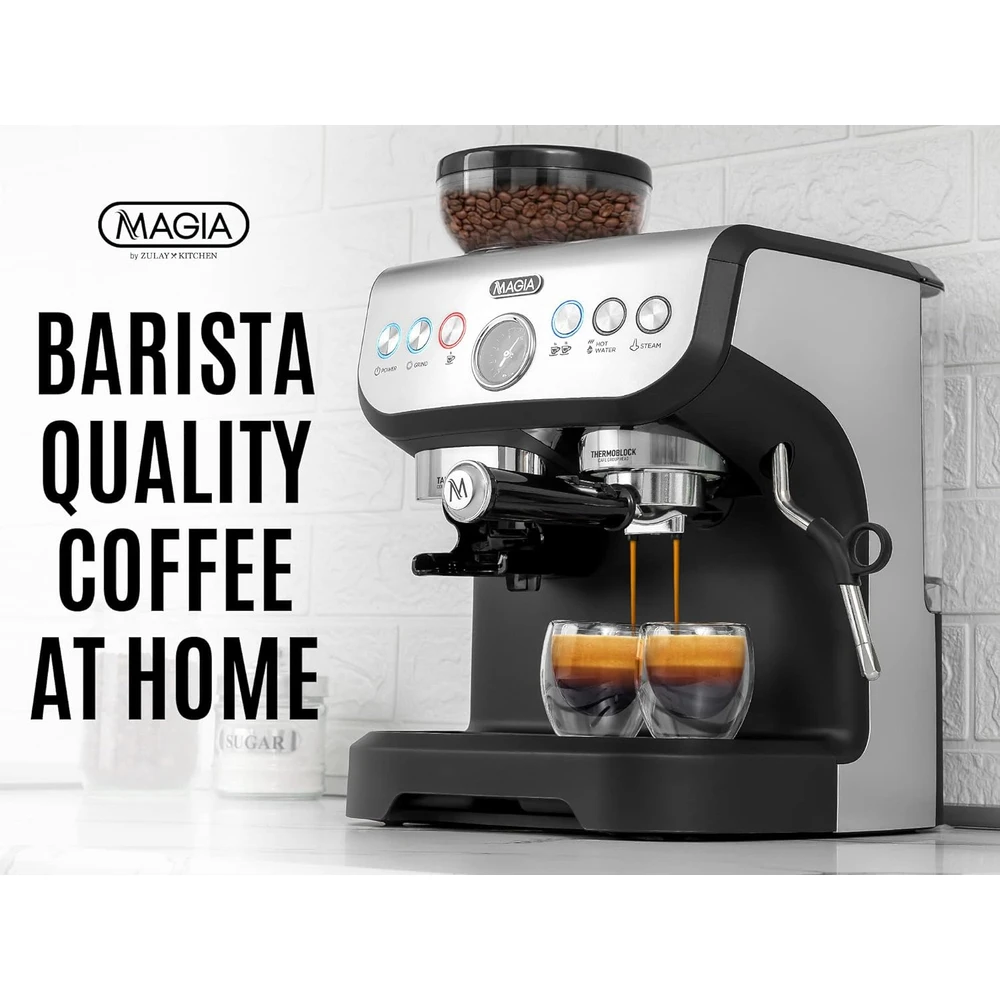 71yHIA1VpL_AC_SL1500_.webp CAFETERA ZULAY KITCHEN MAGIA,CAFÉ ESPRESSO MANUAL CON MOLINILLO Y ESPUMADOR DE LECHE- MÁQUINA DE CAPUCHINO Y DEPÓSITO DE AGUA 2 L