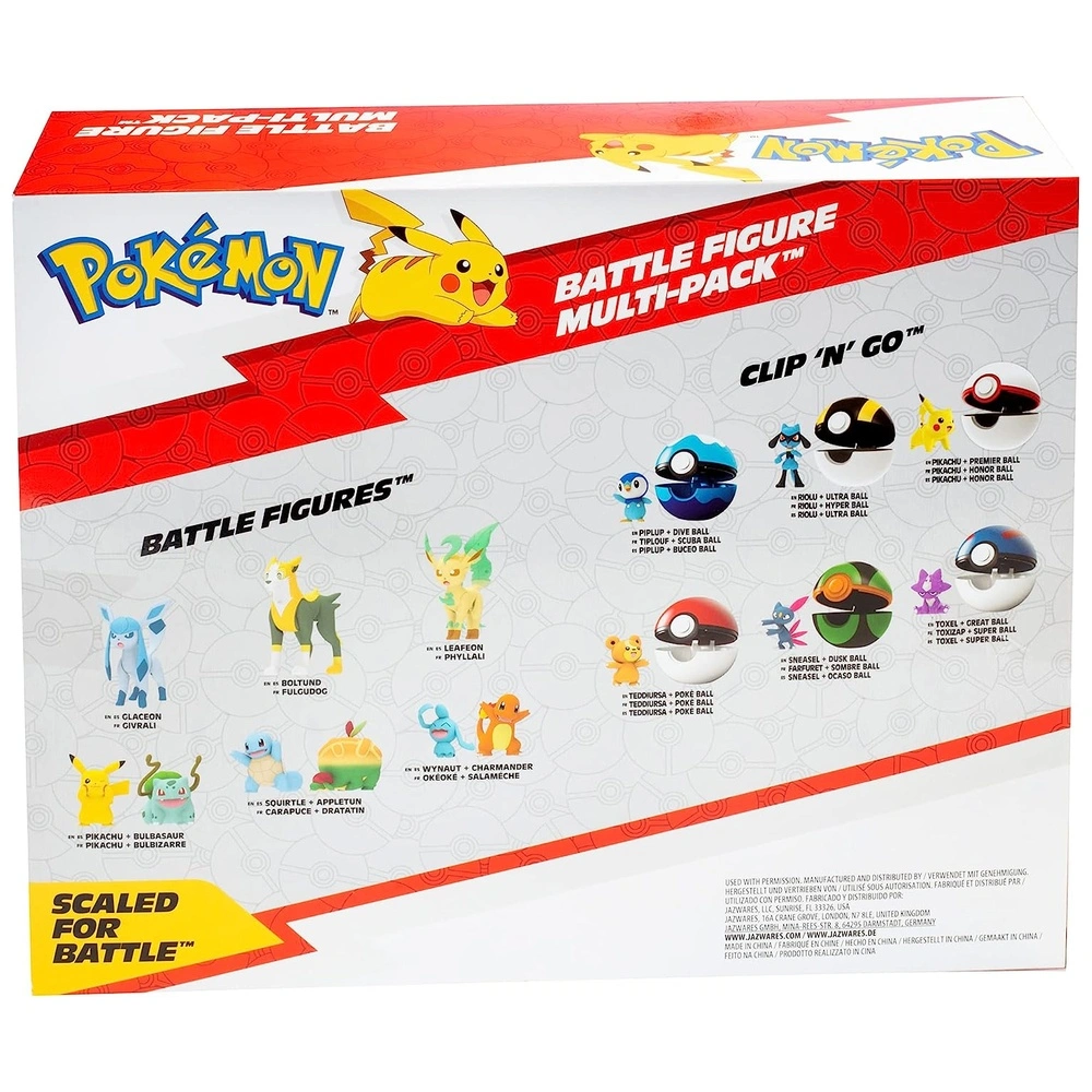 Pokémon Pack de 8 figuras Pikachu Eevee Wooloo Sneasel Yamper Ponyta Sirfetch'd y Morpeko