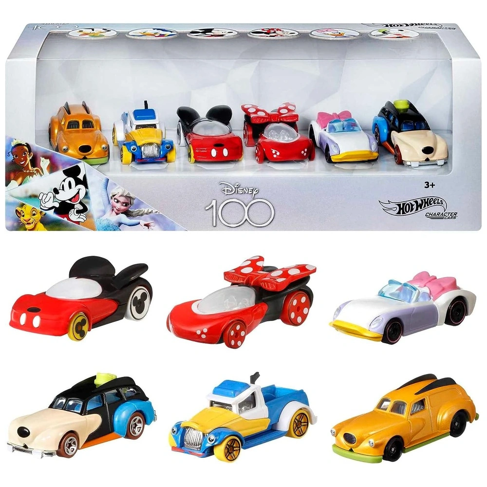 Hot Wheels Disney 6 Coches Coleccionable Mickey Minnie Pluto Daisy Donald Y Goofy