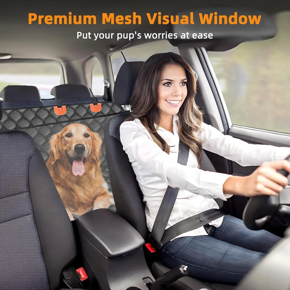 Homcolorful Funda De Asiento De Auto Para Perro Para Asiento Trasero,Impermeable Y Ventana De Malla,Accesorios De Viaje