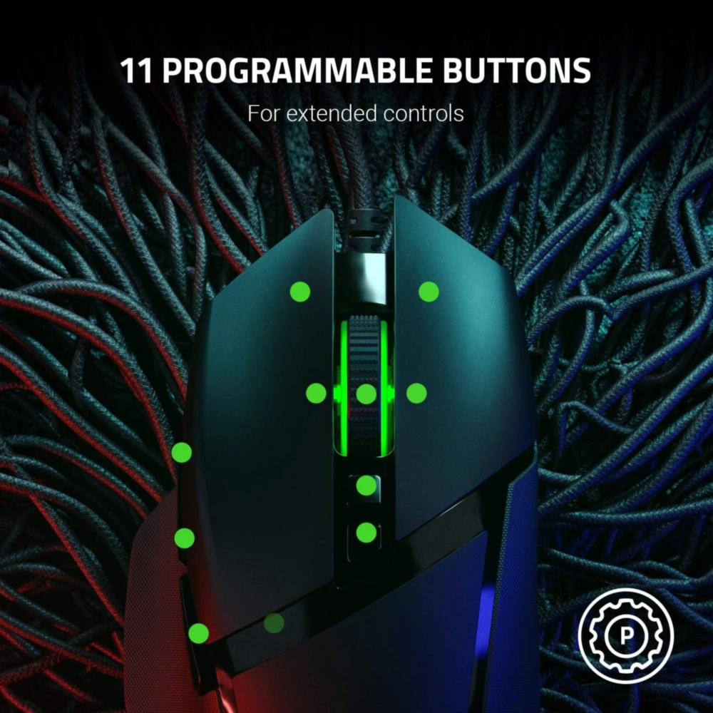 RAZER BASILISK V2 MOUSE GAMER CON CABLED SENSOR ÓPTICO DE 20K DPI 11 BOTONES PROGRAMABLES RAZER | NEGRO