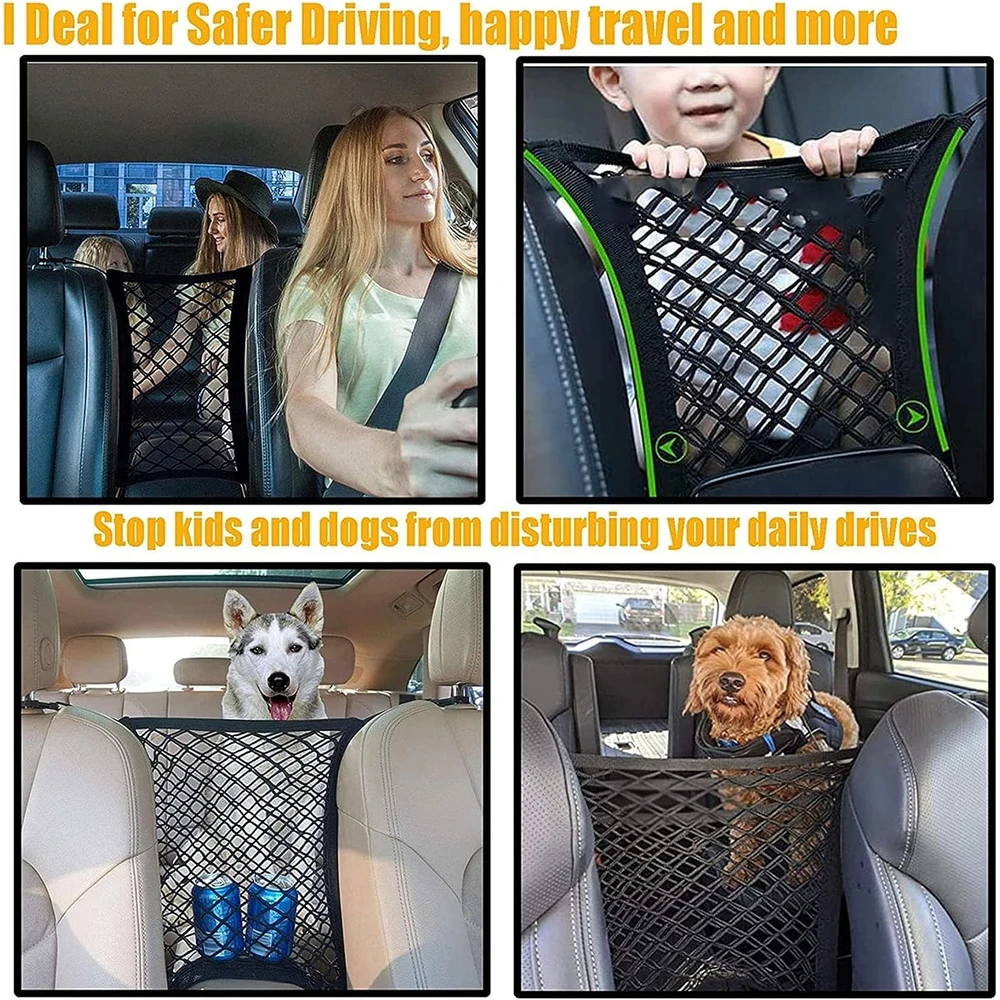 Dykeson Barrera De Red Para Perros En Autos Con Organizador De Malla De Seguridad Automática Bolsa De Almacenamiento Estirable