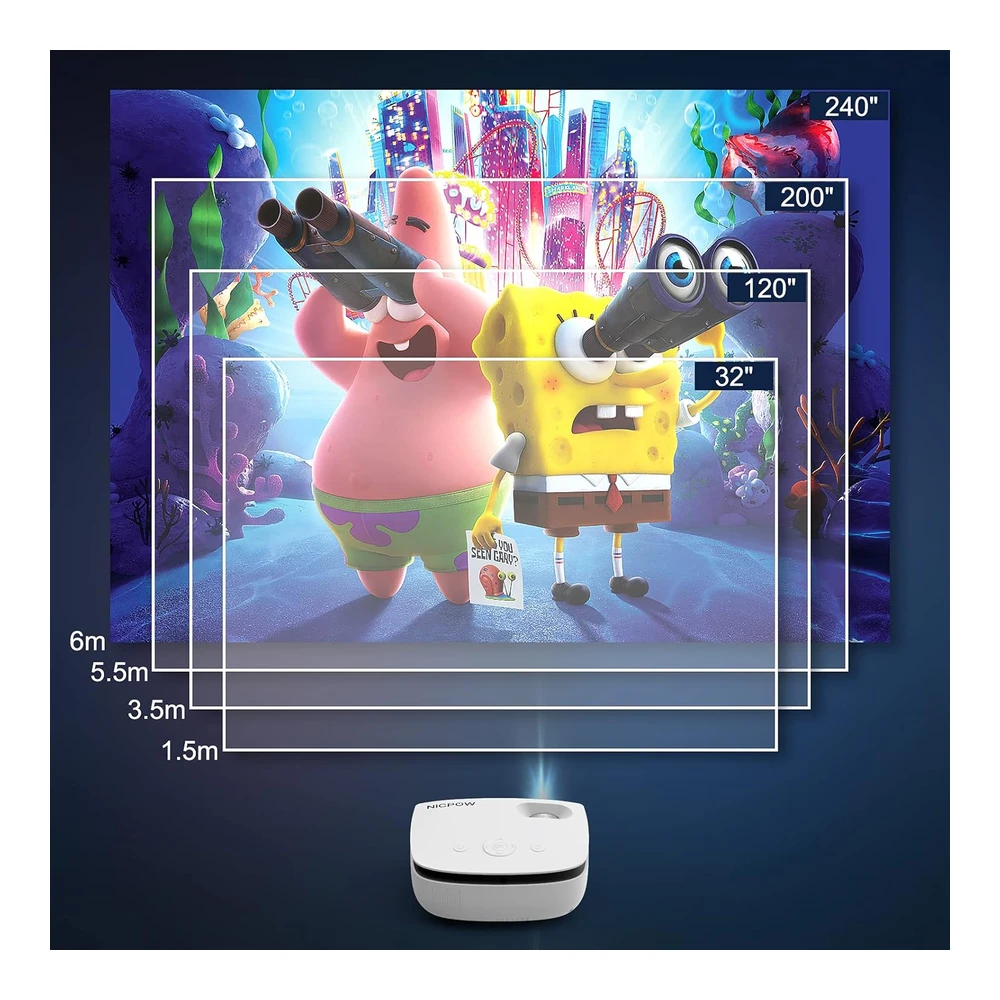 PROYECTOR PARA EXTERIORES PANTALLA 100" / 254 CM COMPATIBLE CON 1080P Y 240" / 610 CM COMPATIBLE CON TV STICK/PS5/PC