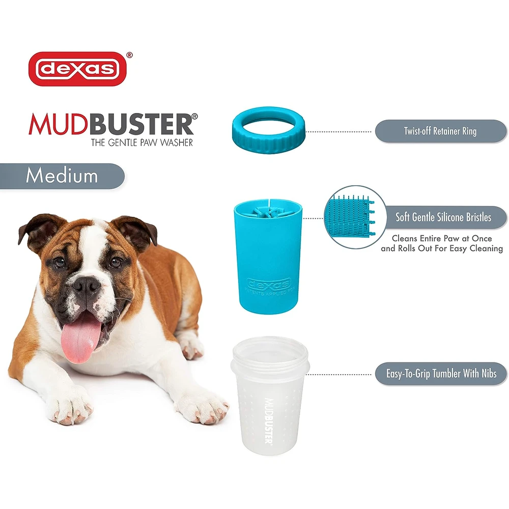 Dexas Mudbuster Limpiador Portátil Para Patas De Perro, Mediano, Azul