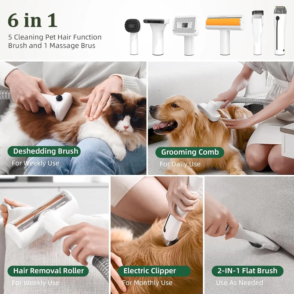 Lufebut Kit De Aseo Para Mascotas Y Succión De Pelo, Kit 6 En 1, Capacidad De 2 L, Taza De Polvo Fácil De Limpiar Para Pelo