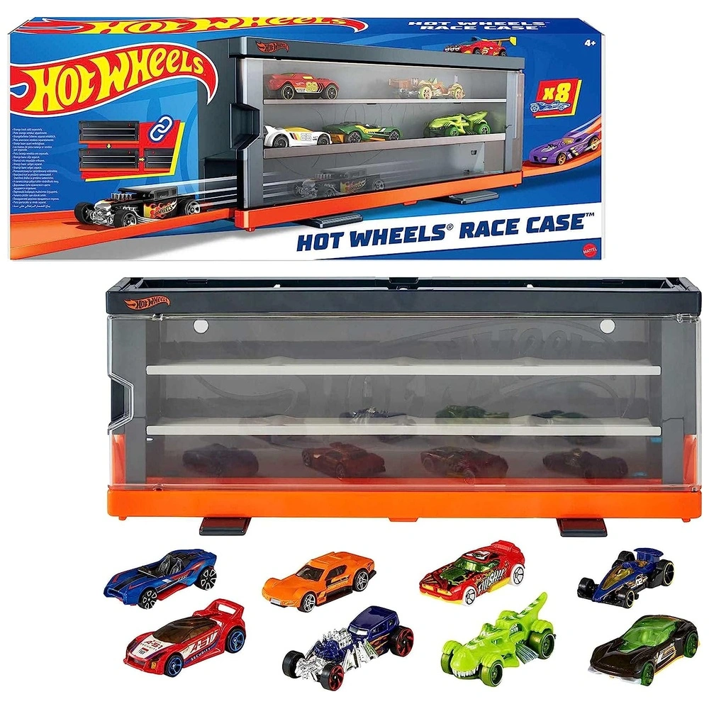 Hot Wheels Estuche De Carreras con 8 Autos Pantalla Interactiva Y Almacenamiento Para 12 Autos