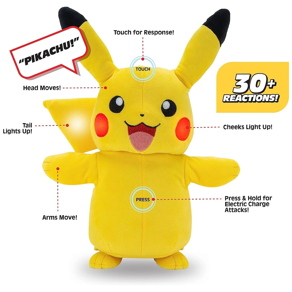 Pokémon Peluche Pikachu Interactivo de 10 Pulgadas con Luces
