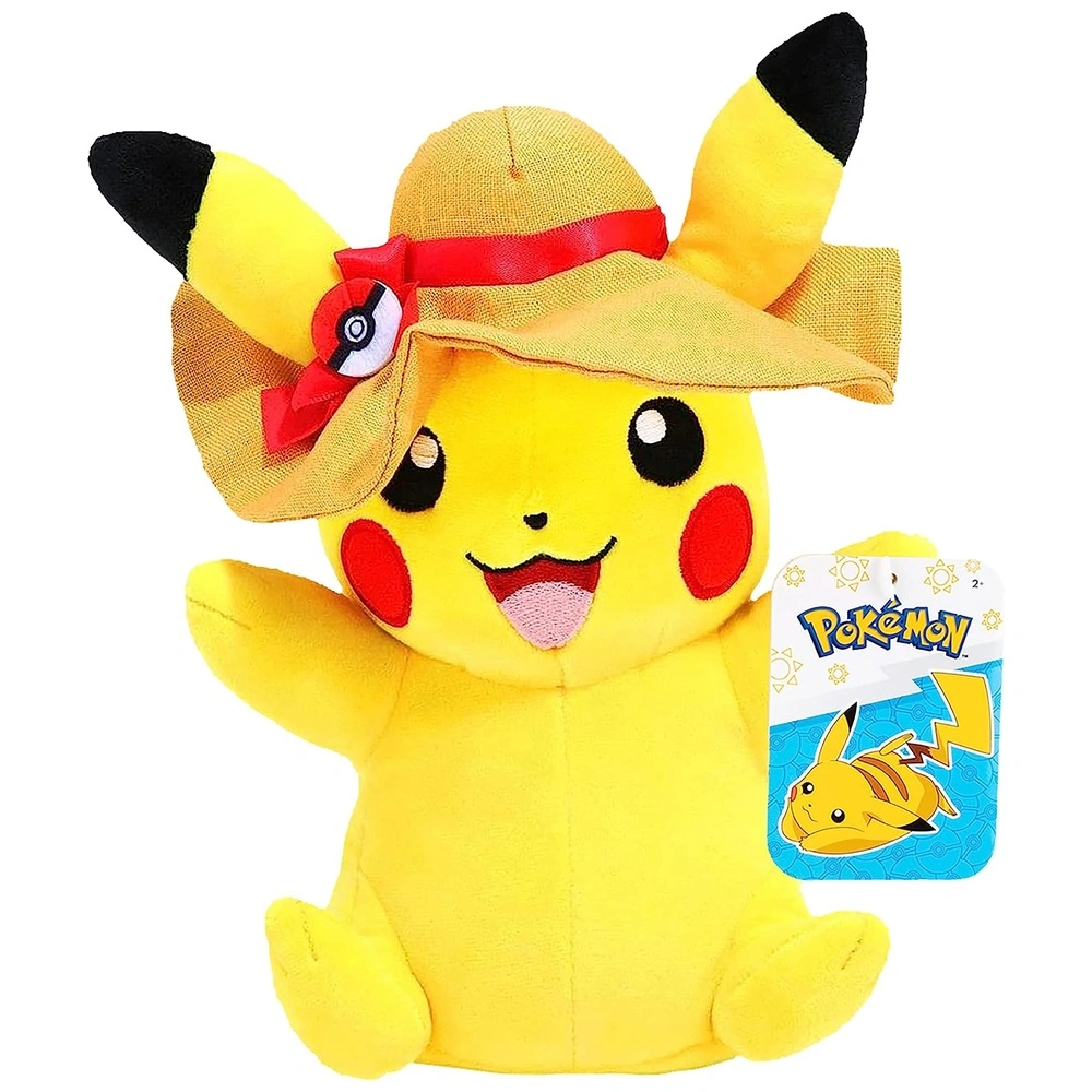 Pokémon Peluche Pikachu de de 8 Pulgadas con Gorro de Verano con Licencia Oficial