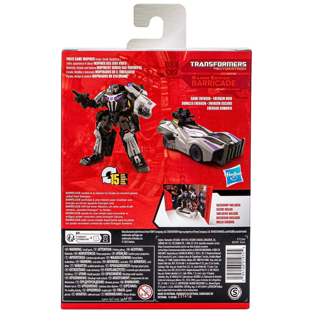 Transformers Toys Studio Series Deluxe Class 02 Gamer Edition Barricade Toy 4.5 Pulgadas