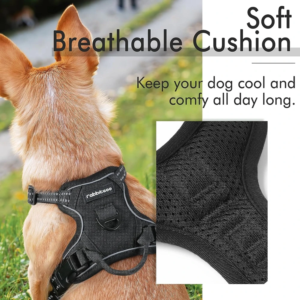 81OlbYixNL_AC_SL1500_.webp Rabbitgoo Arnés Para Perros sin Tirones Con 2 Clips De Correa acolchado suave ajustable con Manija Para Perros Pequeños,Negro, Xs