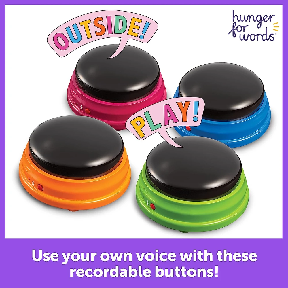 81Q7HumVNL_AC_SL1500_.webp Hunger For Words Talking Pet Starter Set - Juego De 4 Piezas De Botones Grabables Para Perros, Enseña A Tu Perro A Hablar