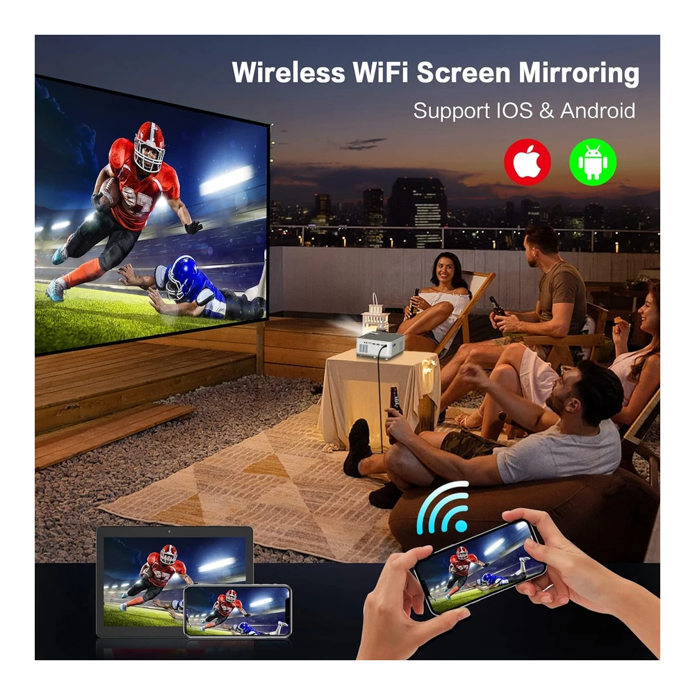 PROYECTOR HD 1080P, WIFI/BLUETOOTH, MÁX. 230", TRÍPODE, COMPATIBLE CON HDMI/VGA/USB/LAP/IOS/ANDROID FANGOR