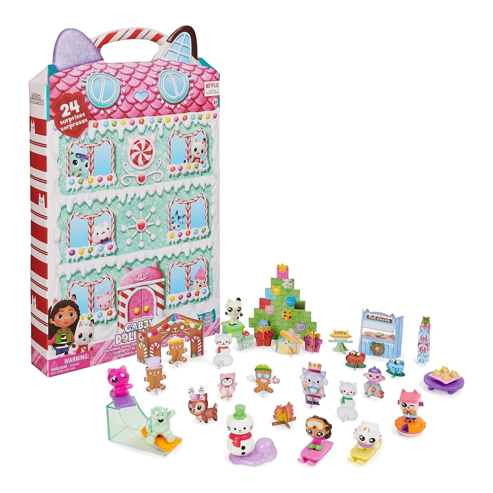 Gabby's Dollhouse - Calendario de Adviento 2023 - 24 Juguetes Sorpresa con Figuras - Calcomanías y Accesorios para Casa de Muñecas