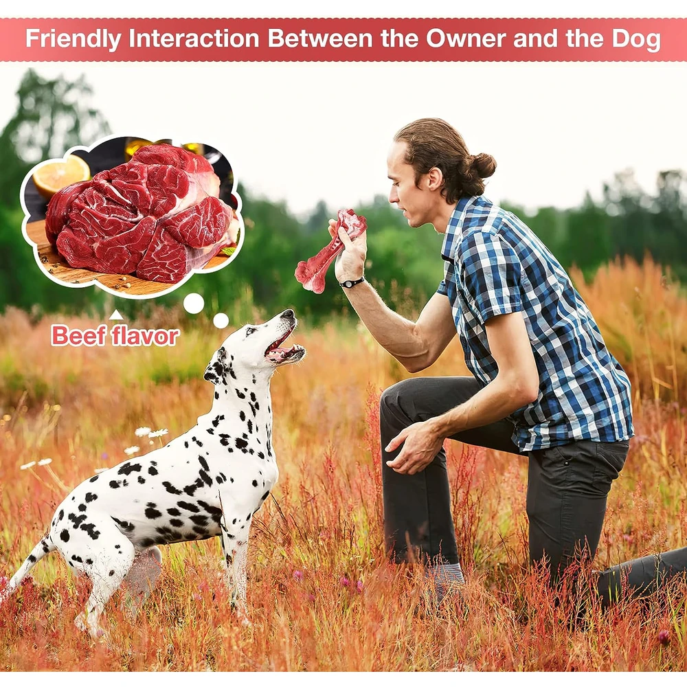 Jewyow Juguetes Masticables Para Perros De Raza Grande,Sabor A Carne De Vacuno,Masticables Duraderos Y Resistente Hechos Con Goma