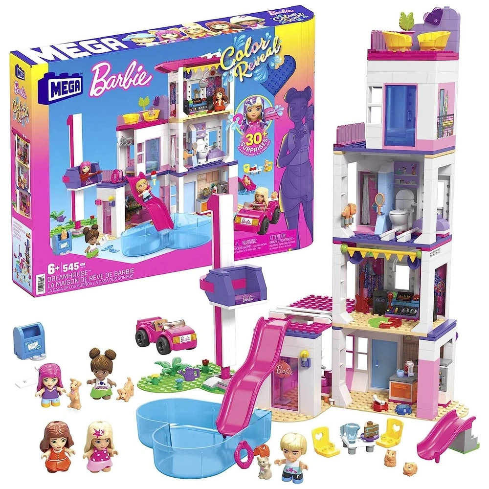 Barbie Color Reveal Casa de Rnsueño 545pcs más de 30 accesorios y 5 micromuñecas - Mega Construx