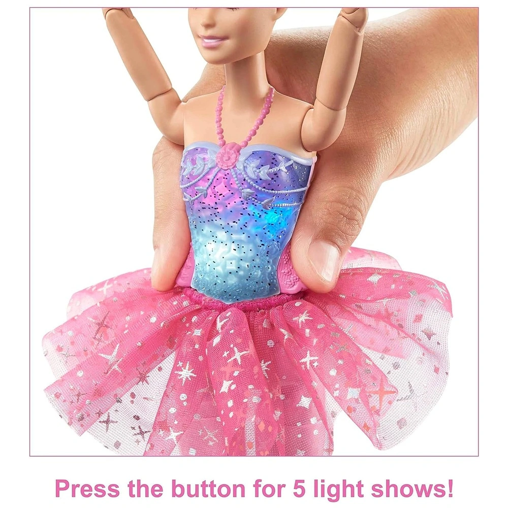 Barbie Dreamtopia Twinkle Lights posable ballerina con 5 espectáculos de iluminación